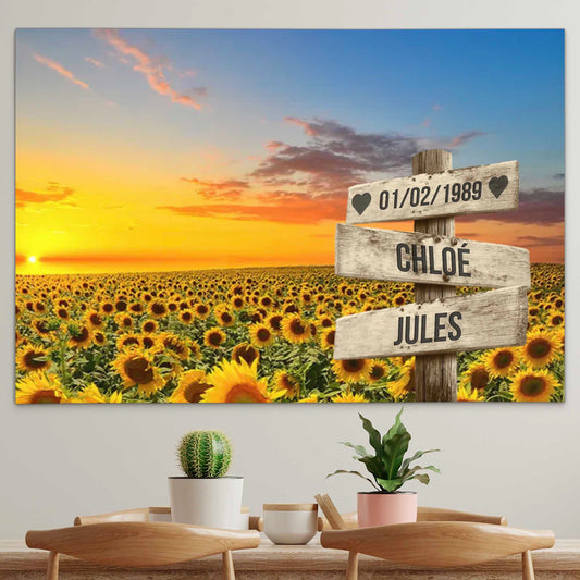 TOILE PERSONNALISÉE "TOURNESOLS COUPLE"