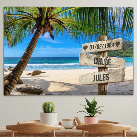 TOILE PERSONNALISÉE "RÊVE SUR LA PLAGE COUPLE"