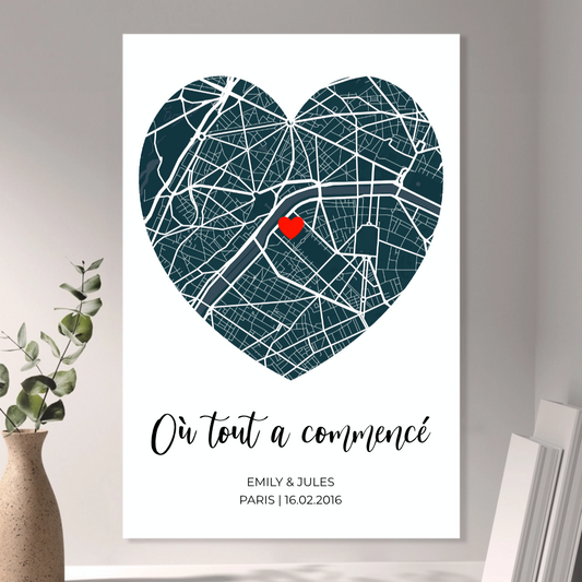 TOILE PERSONNALISÉE « Lieu préféré » (coeur)