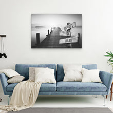 Charger l&#39;image dans la galerie, TOILE PERSONNALISÉE &quot;COUCHER DE SOLEIL SUR LE LAC BLANC/NOIR&quot;
